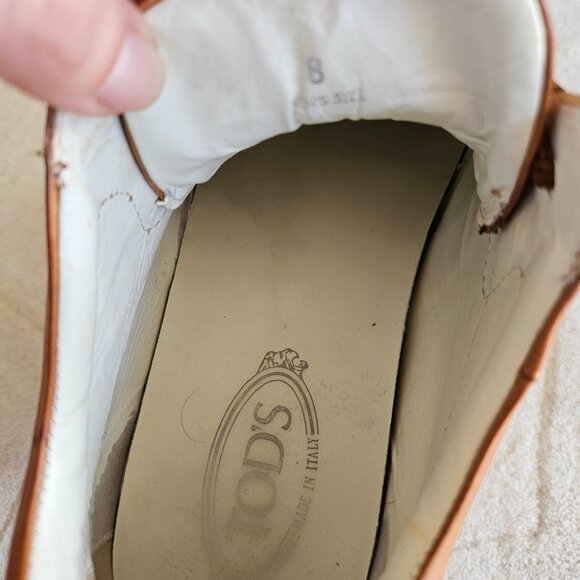 TOD'S Genuine Leather Low top Sneakers Men's 8 Tan Brown Old Money Quiet Luxury - Picture 5 of 6